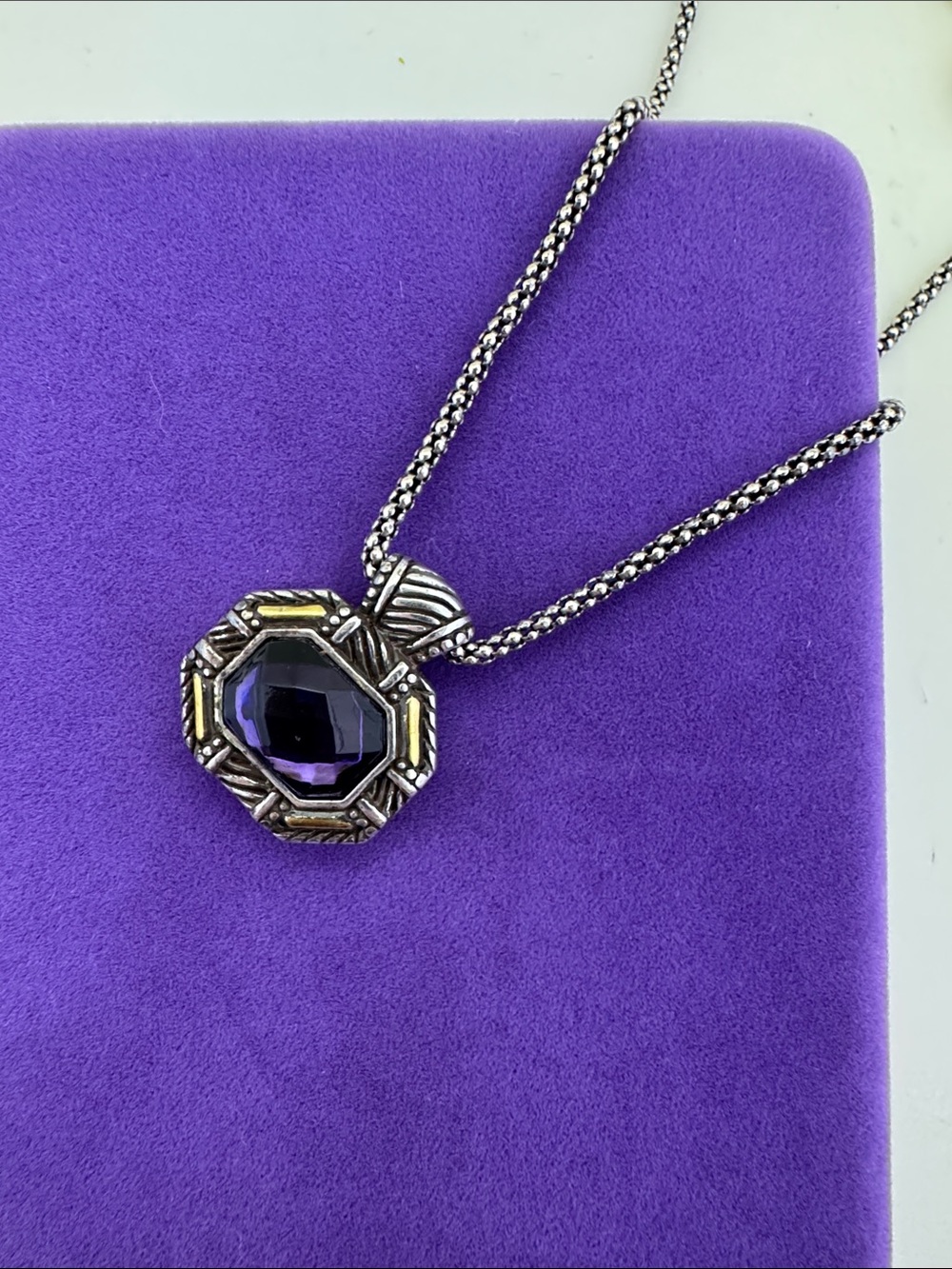 💛 Classic Brighton Silver & Gold Plated Dagmar Purple Gemstone Necklace